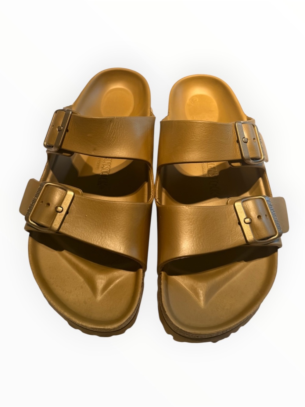 Birkenstock Arizona Essentials EVA Sandals - Glamour Gold 40 L9 M7 Narrow Width